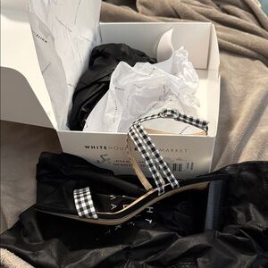 White House Black Market Black and White Gingham Heels